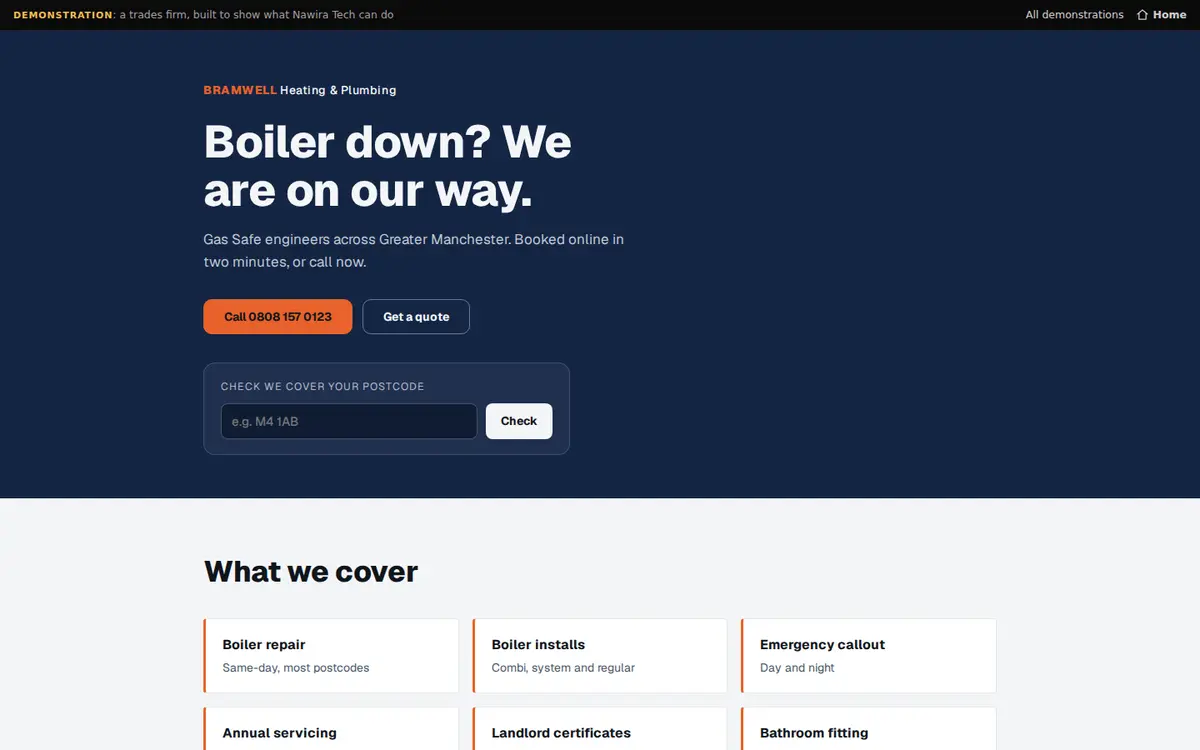 Preview of the Bramwell Heating and Plumbing demonstration site